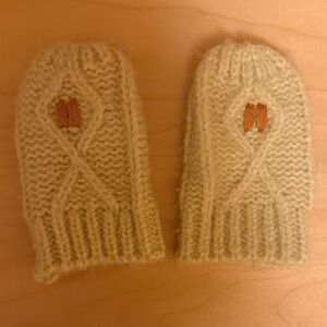 Zara Cream Knit Mittens for Kids